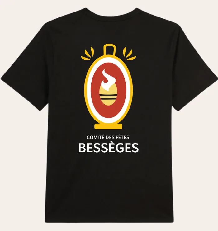 Tee-shirt noir des bénévoles avec le logo